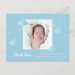 Cartão Postal De Anúncio Baby Photo Blue Twinkle Twinkle Boy Birt