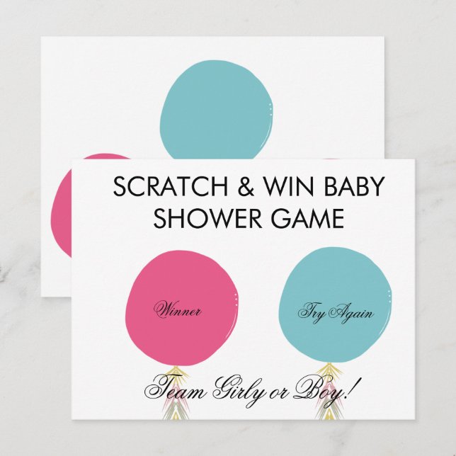 Cartão Postal De Anúncio Balloon Baby Gender Reveal DIY Scratch Card (Frente/Verso)