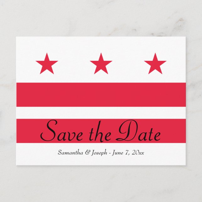 Cartão Postal De Anúncio Bandeira de Washington DC Save the Date (Frente)