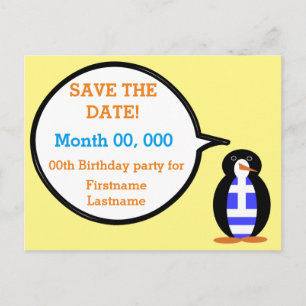 Cartão Postal De Anúncio Bandeira Grega Falando Sra. Pinguim