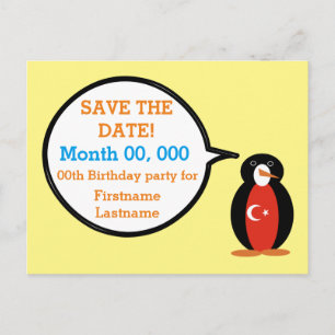Cartão Postal De Anúncio Bandeira Turca Pinguim Senhorita Falante Personali