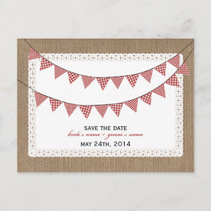 Cartão Postal De Anúncio Bandeiras de Gingham Vermelho Inspiradas em Aniage