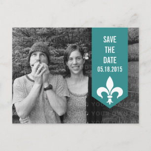 Cartão Postal De Anúncio Banner Aqua Chic Flourish Salvar a Data Cartão-Pos