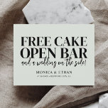 Cartão Postal De Anúncio Bar Aberto De Bolo Livre Engraçado Casamento Salve<br><div class="desc">Você está pronto para celebrar o amor, o riso, e a alegre jornada rumo à felicidade conjugal? Nossos cartões personalizados "Salve a Data" oferecem uma deliciosa espiada na celebração divertida e cheia de amor esperando seus convidados. Com a citação atrevida e encantadora, "Bolo Livre, Bar Aberto, E um casamento ao...</div>