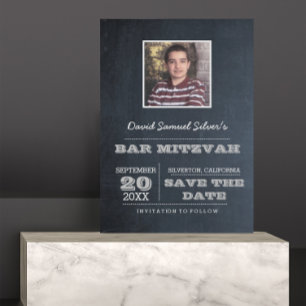 Cartão Postal De Anúncio Bar Silver Mitzvah Foto Salva a Data