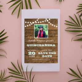 Cartão Postal De Anúncio Barnwood Lights Aqua Quinceañera Data de Salvament