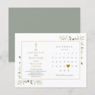 Cartão Postal De Anúncio Batismo Batizado Decoração de Natal Salve a Data