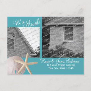 Cartão Postal De Anúncio Beach Change of Address with Photo