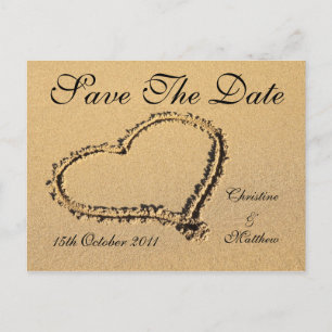 Cartão Postal De Anúncio Beach Heart - Sand Save The Date