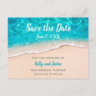 Cartão Postal De Anúncio Beach Water and Sand Save the Date