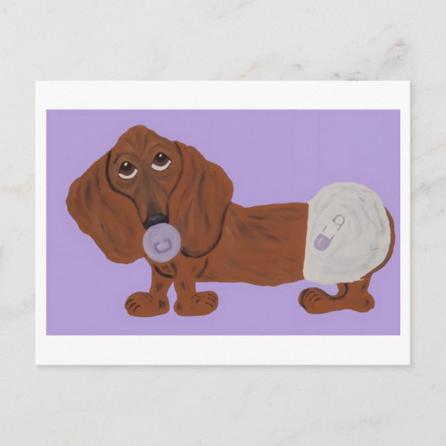 Cartão Postal De Anúncio Bebê Dachshund (Frente)