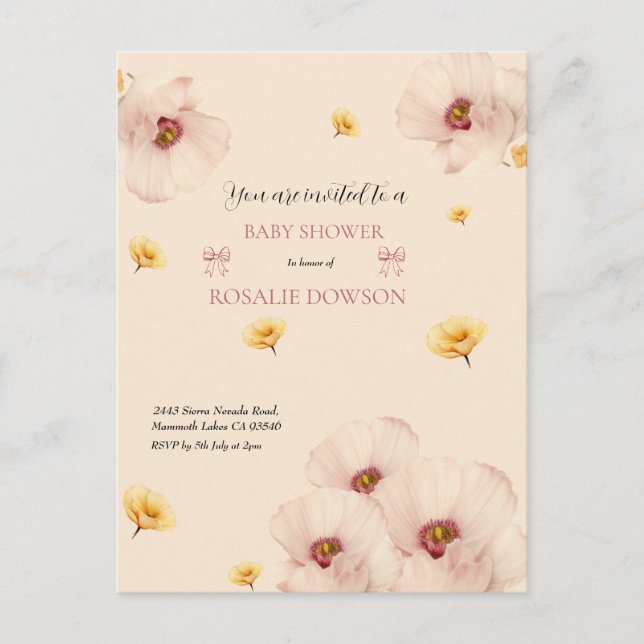 Cartão Postal De Anúncio Bebê Floral Suave  (Frente)
