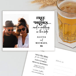 Cartão Postal De Anúncio Bebidas grátis casamento de fotos engraçadas salve
