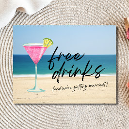 Cartão Postal De Anúncio Bebidas Grátis De Casamento De Praia Engraçado Sal