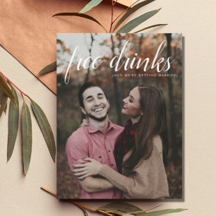 Cartão Postal De Anúncio Bebidas Gratuitas Foto para Casamento Salvar a Dat