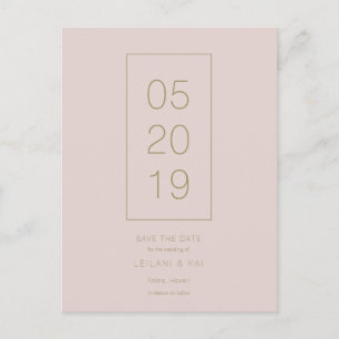 Cartão Postal De Anúncio Beige Rosa Minimalista Salve o Cartão-Postal de Da