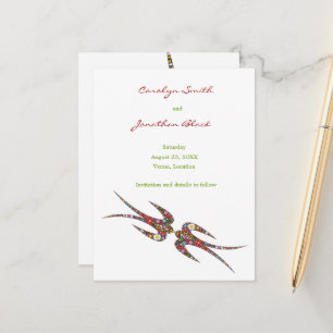 Cartão Postal De Anúncio Beijando Andorinhas Flores da Primavera Chic Salve