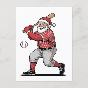 Cartão Postal De Anúncio Beisebol de Natal Jogando Papai Noel Esporte 