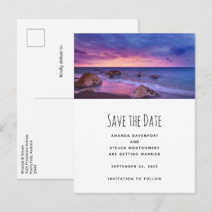 Cartão Postal De Anúncio Bela Fotografia de Casamento de Pôr do Sol Costeir