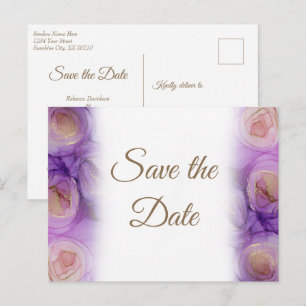 Cartão Postal De Anúncio Belo Casamento de Rosas Lavanda Abstratas