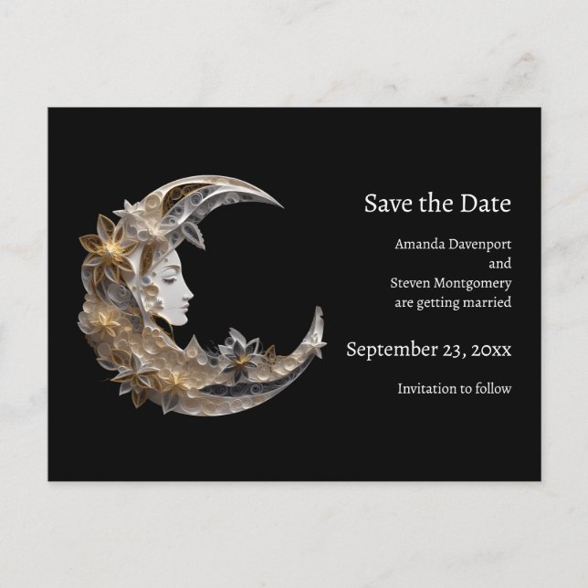 Cartão Postal De Anúncio Belo rosto no casamento da lua (Frente)