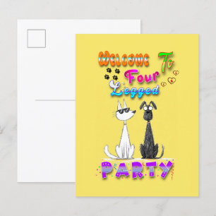 Cartão Postal De Anúncio Bem-vindo à Festa de Quatro Patas