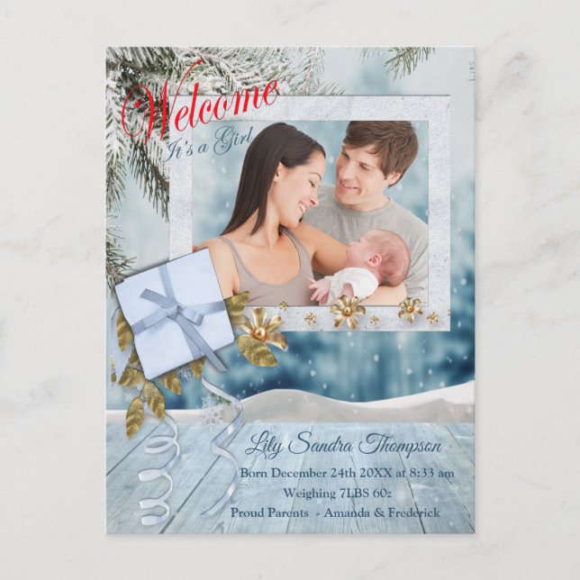 Cartão Postal De Anúncio Bem-vindo, é uma menina (Frente)