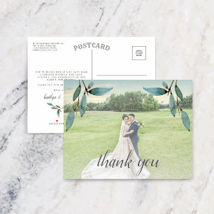 Cartão Postal De Anúncio Bênção Botânica Casamento Foto Agradecimento