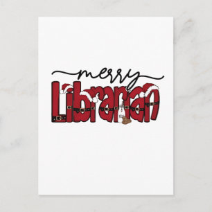 Cartão Postal De Anúncio Bibliotecário Alegre Natal Amante de Livros Biblio