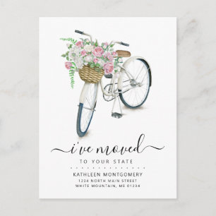 Cartão Postal De Anúncio Bicicleta Branca Rosa Branca, Rosa Floral Basket M