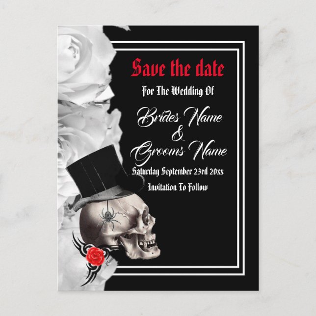 Cartão Postal De Anúncio Bicicleta gótica ou casamento rochoso negro salvem (Frente)