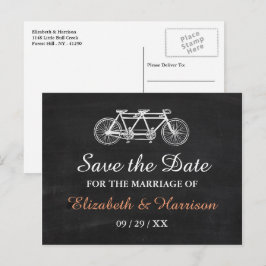 Cartão Postal De Anúncio Bicicleta Tandem No Casamento De Chalkboard Salvar