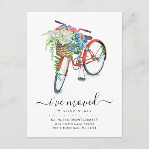 Cartão Postal De Anúncio Bicicleta Vermelha, Cor-de-rosa Azul, Movimentação