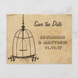 Cartão Postal De Anúncio Birdcage Salvar a Data