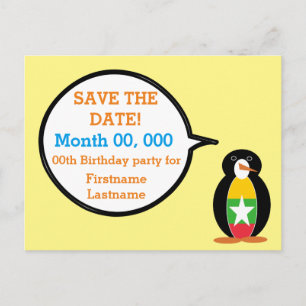Cartão Postal De Anúncio Birmânia Myanmar Pinguim Falante Personalizado