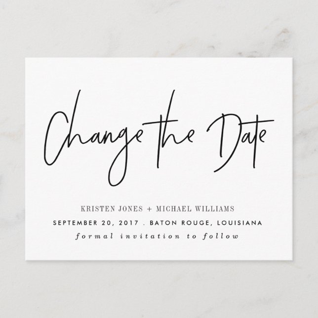 Cartão Postal De Anúncio Black Modern Altera a Data (Frente)