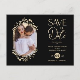 Cartão Postal De Anúncio Black Wedding Fancy Ornament Frame Flowers Photo