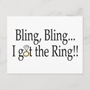 Cartão Postal De Anúncio Bling Bling Eu Tenho O Anel De Noivado Casamento