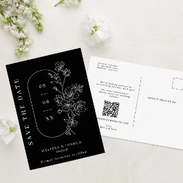 Cartão Postal De Anúncio Blossomas Brancos Chic no Casamento Negro Salve a