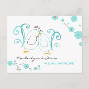 Cartão Postal De Anúncio Blue Lovebird Salve as Datas