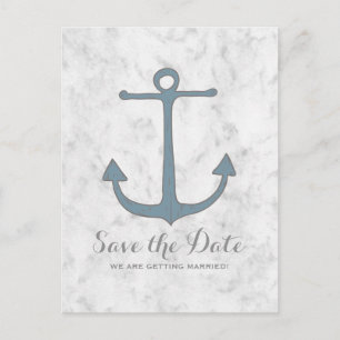 Cartão Postal De Anúncio Blue Rustic Anchor Salve o Cartão-Postal de Data
