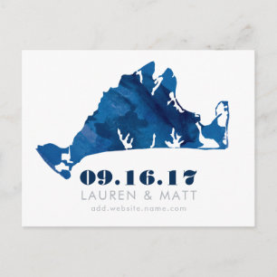 Cartão Postal De Anúncio Blue Watercolor Martha's Vineyard's Save the Date