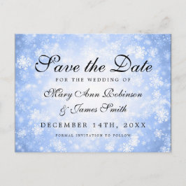 Cartão Postal De Anúncio Blue Winter Wonderland Elegant Salvar Data