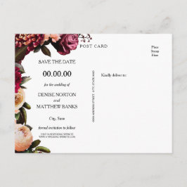 Cartão Postal De Anúncio Blush e Burgundy