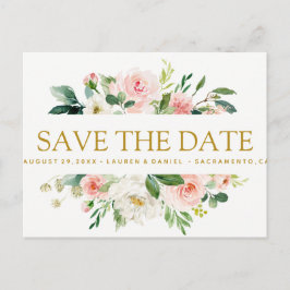 Cartão Postal De Anúncio Blush Moderno | FLORESTAL Dourado, exceto data