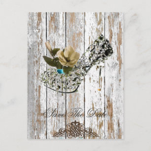 Cartão Postal De Anúncio boho chic barn wood ruscountry casamento