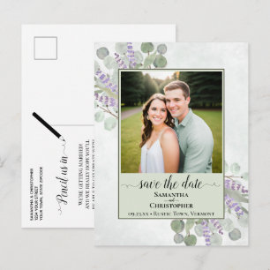 Cartão Postal De Anúncio Boho Eucalipto Salvia Casamento Foto de Lembrança 