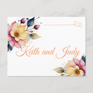 Cartão Postal De Anúncio Boho Floral Pêssego