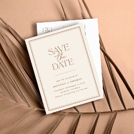 Cartão Postal De Anúncio Boho Minimalista Terracota Salvar a Data