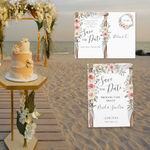 Cartão Postal De Anúncio Boho Salve a Data - Bohemian Floral Elegante